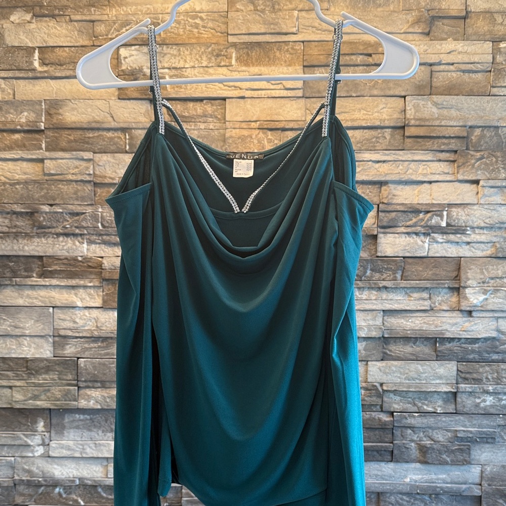 J.Renee Teal Draped Camisole with Silver Straps